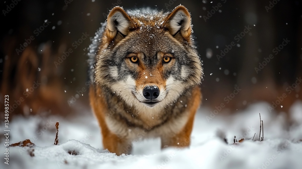 Majestic wolf in snowy forest, winter scene, wildlife photography, nature Majestic wolf in snowy forest, winter scene, wildlife photography, nature