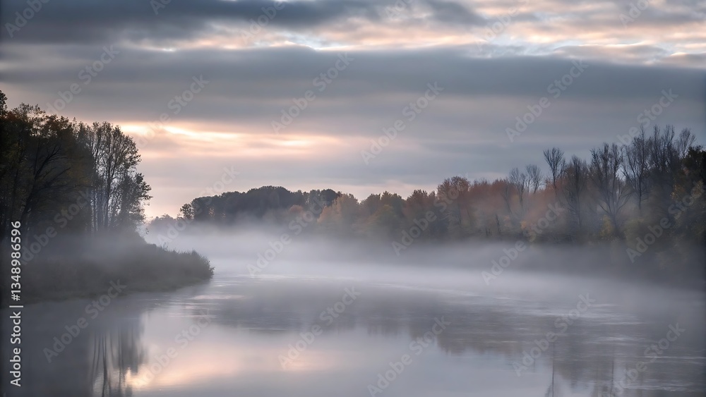 Fototapeta premium Misty River at Dawn