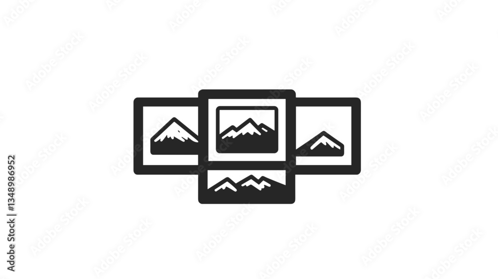 Stylized photo frame arrangement icon on white background with copy space Stylized photo frame arrangement icon on white background with copy space