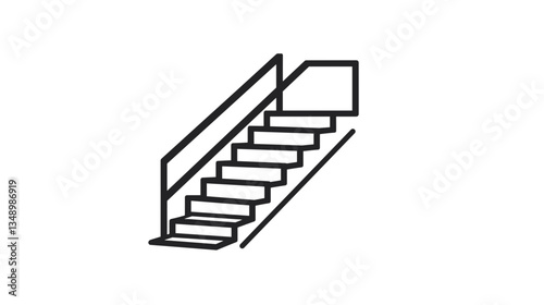 Outline staircase icon on white background with copy space