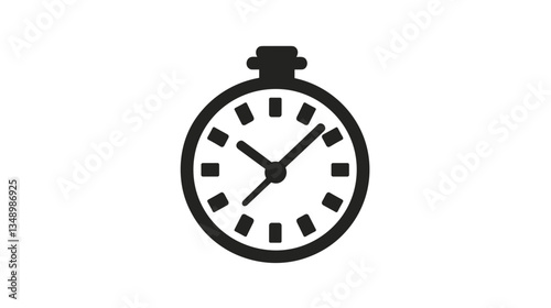 Outline stopwatch icon on white background with copy space