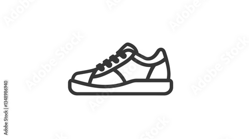 Stylized sneaker icon on white background with copy space

