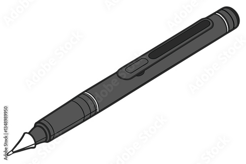 32 Sleek black digital stylus, minimalist design, high-tech drawing tool, matte finish, precision tip, digital art accessory, futuristic pen, ergonomic shape, professional graphics tablet pen, seamles