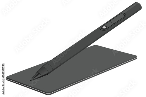 32 Sleek black digital stylus, minimalist design, high-tech drawing tool, matte finish, precision tip, digital art accessory, futuristic pen, ergonomic shape, professional graphics tablet pen, seamles