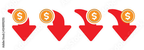 Red arrow rising channel. Abstract arrow growth chart of economy icon red color down to up arrow animation direction.