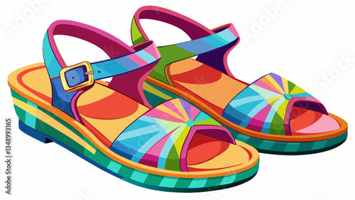 Summer womens sandals on white background isolation