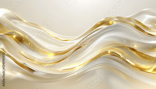 abstract golden background with waves, Abstract Digital Artwork of Flowing Golden Waves