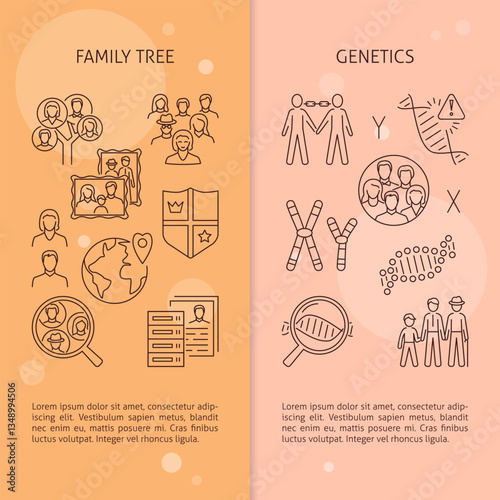 Family tree and genetics banner template