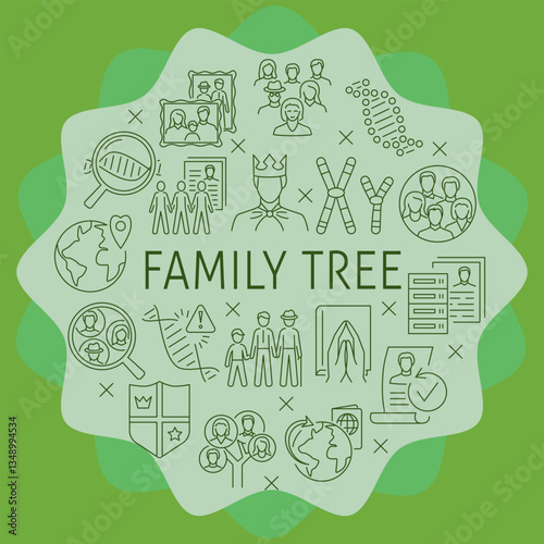 Family tree round concept banner
