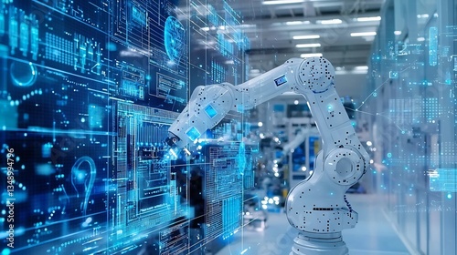 Digital factory powered by AI controlled robotic arms symbolizing the future of manufacturing