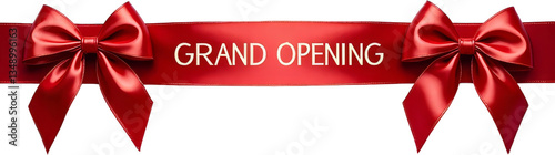 Obraz na płótnie Grand Opening Red Ribbon with Bows, transparent background w salonie