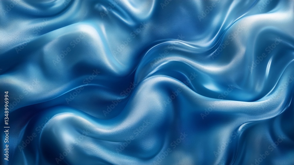 Obraz premium Blue Silk Fabric Draped in Soft Waves