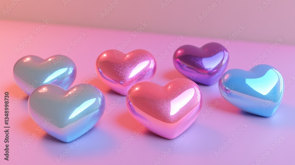 Fototapeta premium Pastel hearts studio backdrop Valentine's