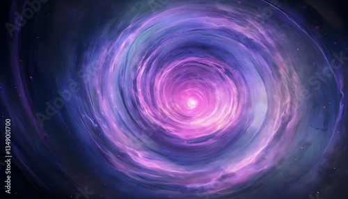 spiral galaxy in the space, Abstract Galactic Vortex With Neon Pink Core And Colorful Rings