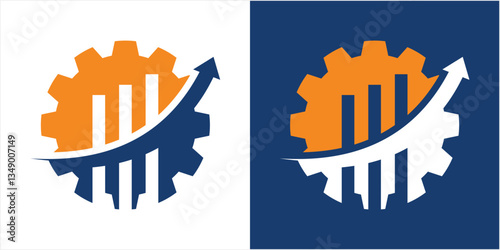 gear  vector logo design template with financial investment chart graphic design illustration. icon, symbol, creative