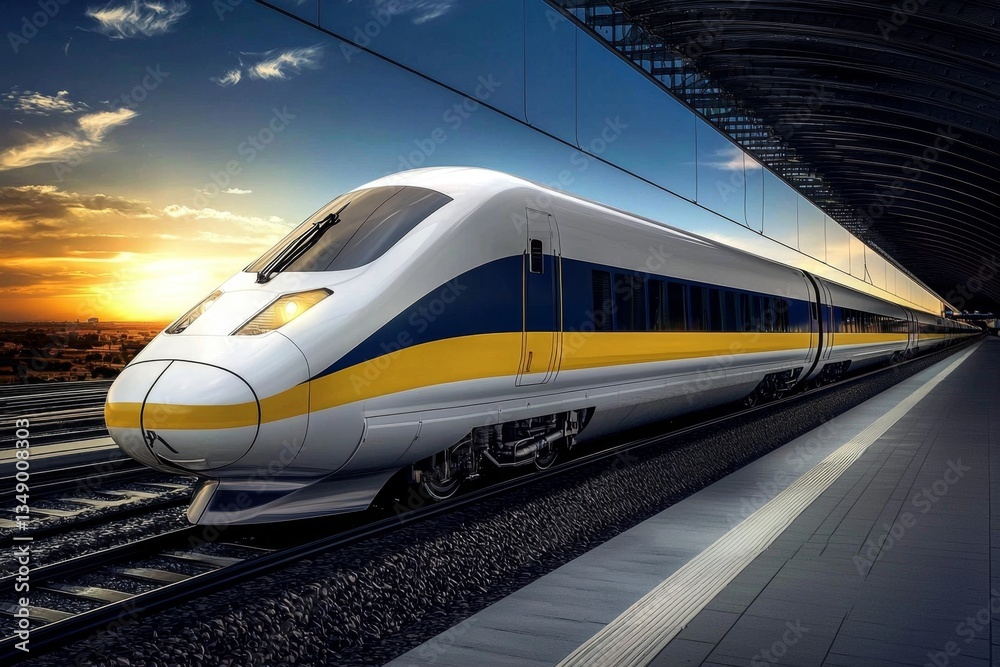 Fototapeta premium High-speed rail networks: A glimpse into fast and eco-friendly travel.