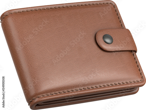 3D Brown wallet turned right