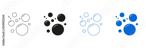 Soap Bubbles And Floating Foam Line And Solid Icon Set. Air Bubbles And Water Droplets Symbol Collection. Isolated Vector Illustration