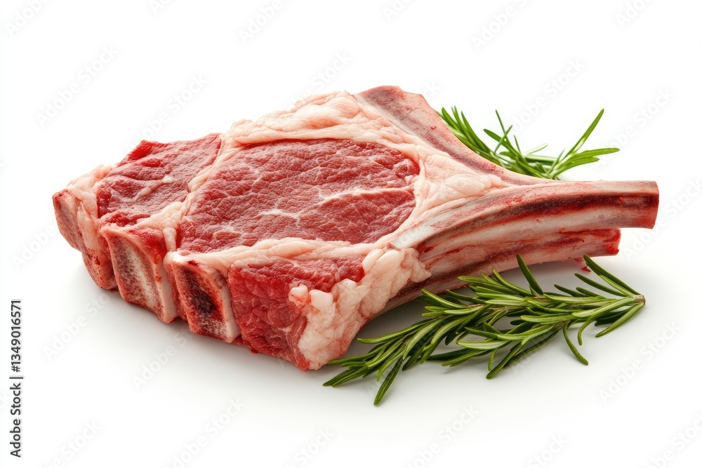 Fresh lamb rack, studio shot, rosemary garnish, culinary image Fresh lamb rack, studio shot, rosemary garnish, culinary image