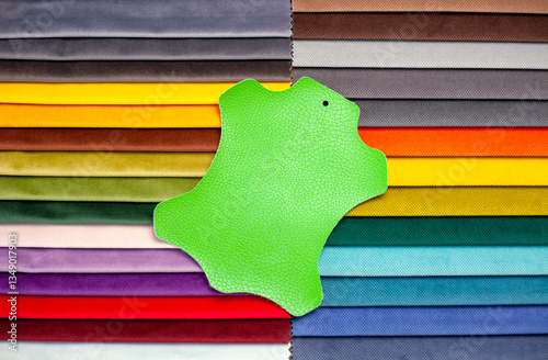 Konstfotografi Bright samples of textiles and leather for furniture upholstery