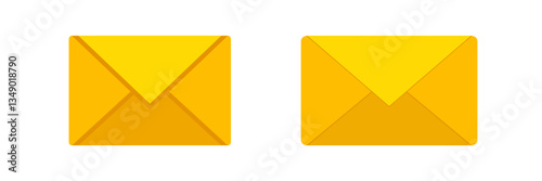 Two yellow envelopes with simple designs, displaying different shades and styles of paper folds.