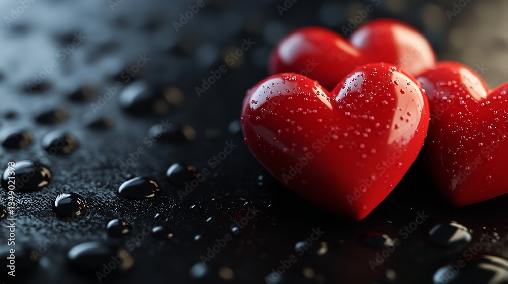 Obraz premium Red chocolate hearts for Valentine's day on a dark concrete background
