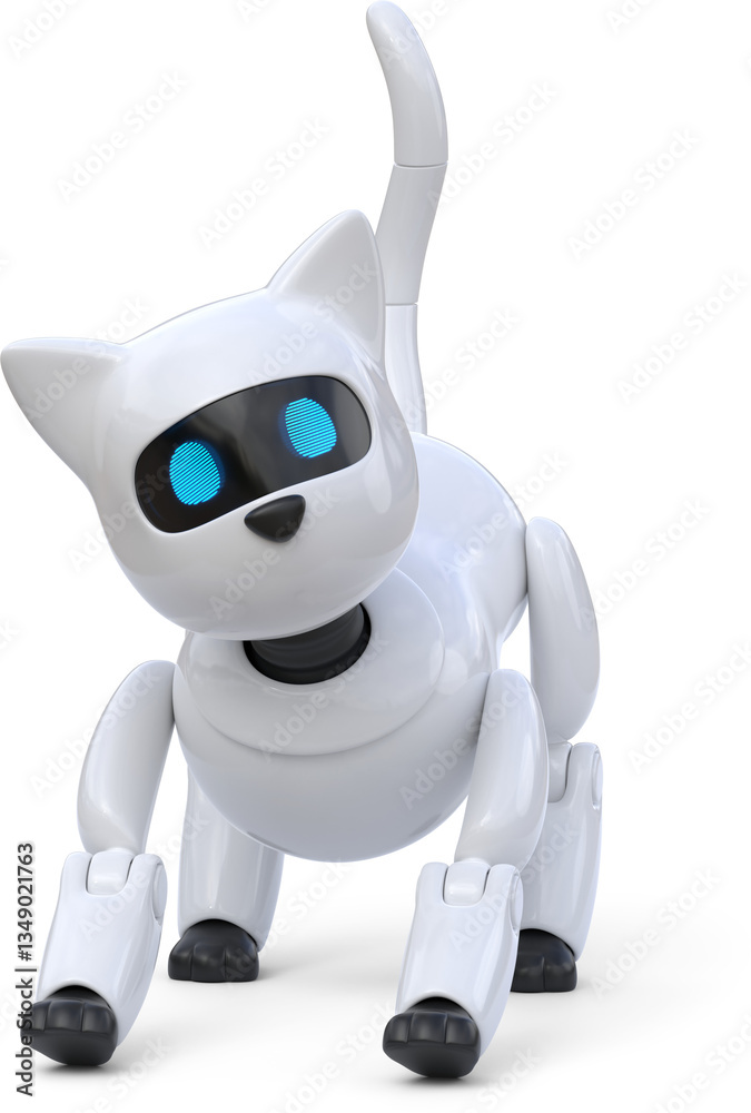 Ftont view of robot cat playing Ftont view of robot cat playing