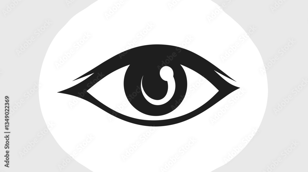 Stylized eye icon with detail on white background with copy space Stylized eye icon with detail on white background with copy space