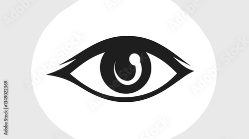 Stylized eye icon with detail on white background with copy space