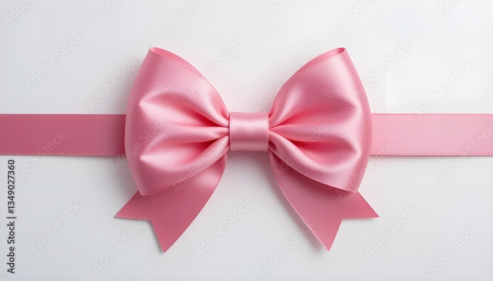 Elegant Pink Satin Ribbon Bow on Clean White Background Elegant Pink Satin Ribbon Bow on Clean White Background