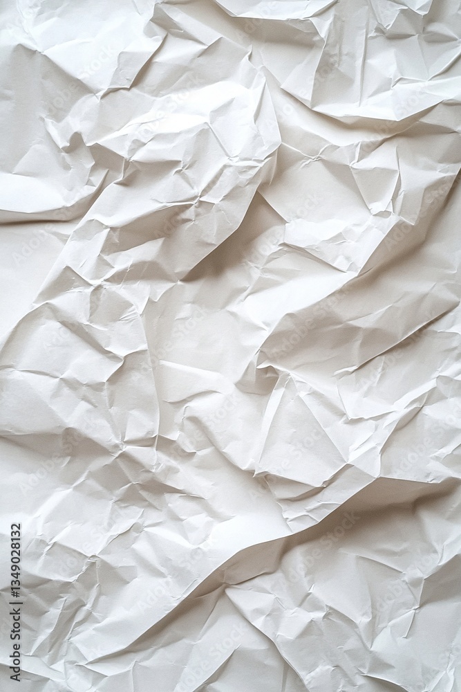 Obraz premium Close-up of crumpled white paper, texture and shadows creating an abstract art effect.