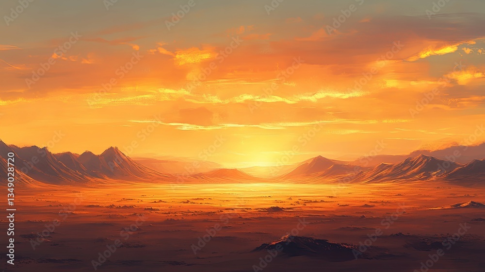 custom made wallpaper toronto digitalA beautiful desert landscape with vibrant golden colors and mountains