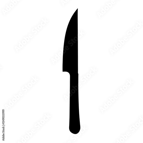 A stainless steel kitchen knife with a black handle isolated on a white background