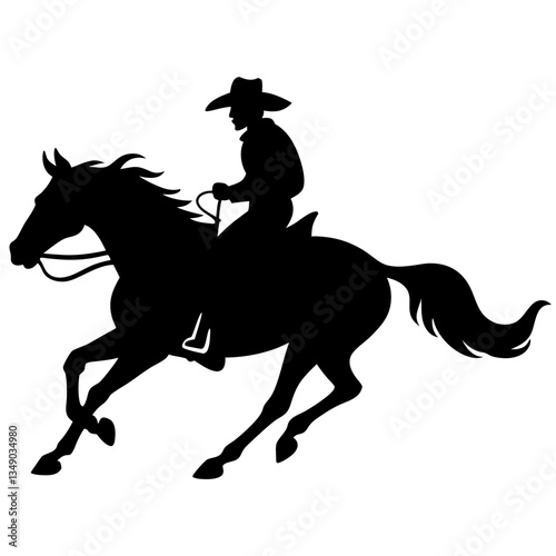 Silhouette of a horse and rider galloping
