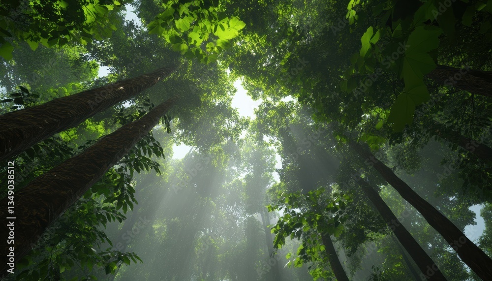 Obraz premium Exploring serenity in a lush forest nature scene tranquil environment upward view peaceful vibes
