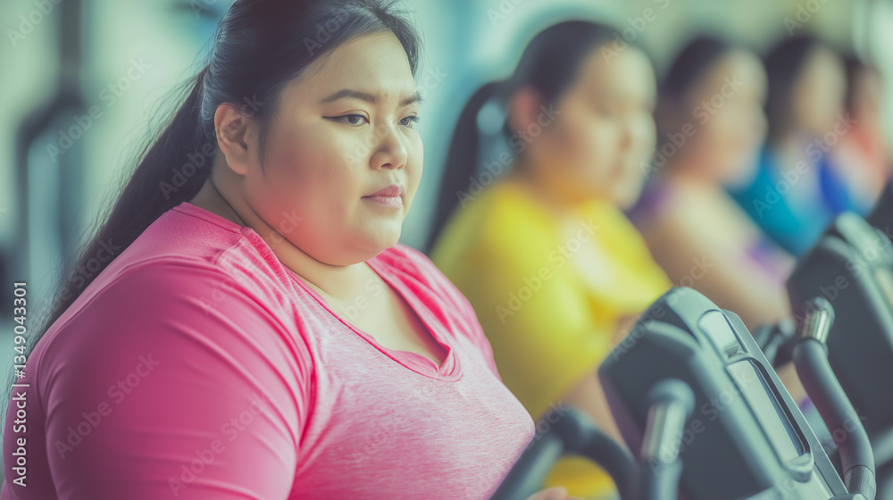 Obraz premium Group of individuals engaged in exercise at a gym