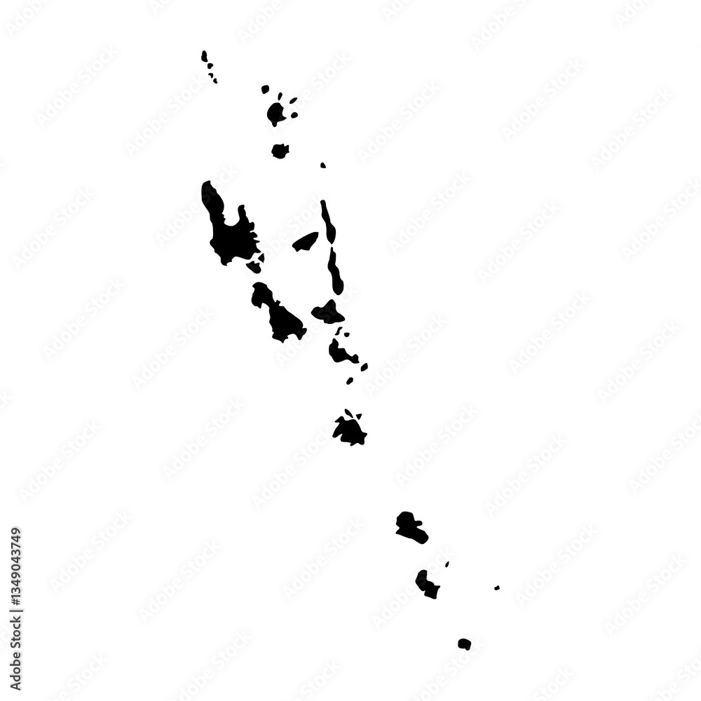 Fototapeta premium Map Vanuatu. Map silhouette. Vanuatu border. Independence Day. Banner, poster template. State borders the country Vanuatu.