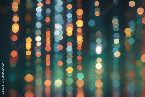 defocused lights background, Colorful Bokeh Lights Form Vertical Streaks In Darkness