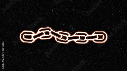 Abstract black and white image of a chain, emphasizing its links and texture in a motion graphic style.