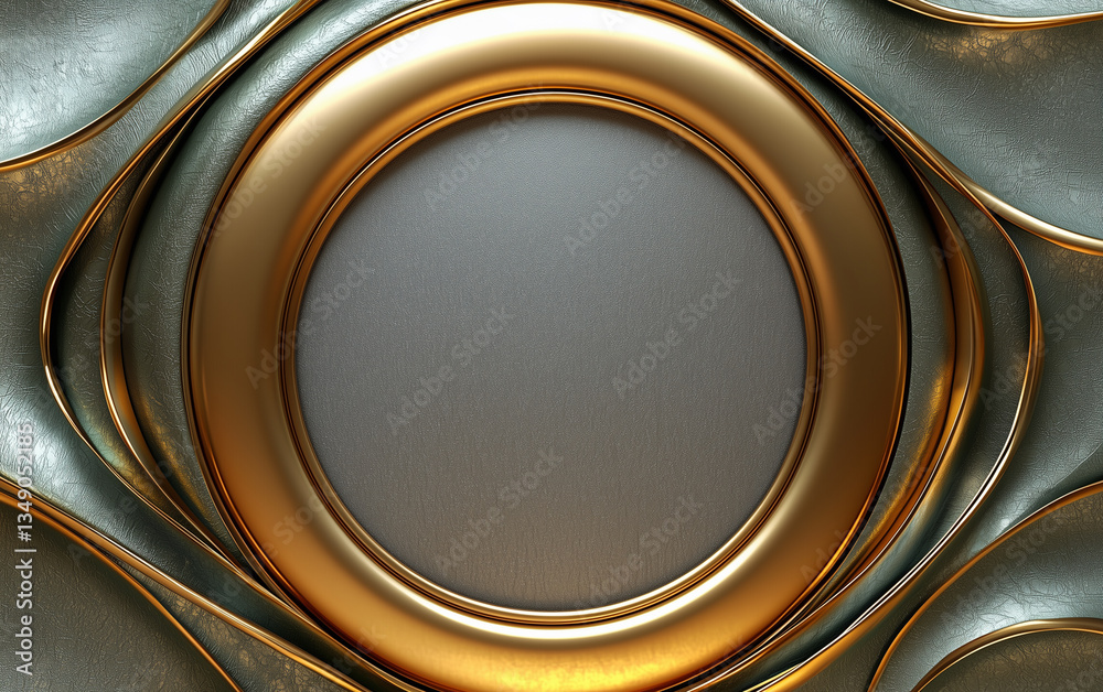 Elegant Gold Frame on Textured Gray Background with Abstract Golden Accents Elegant Gold Frame on Textured Gray Background with Abstract Golden Accents