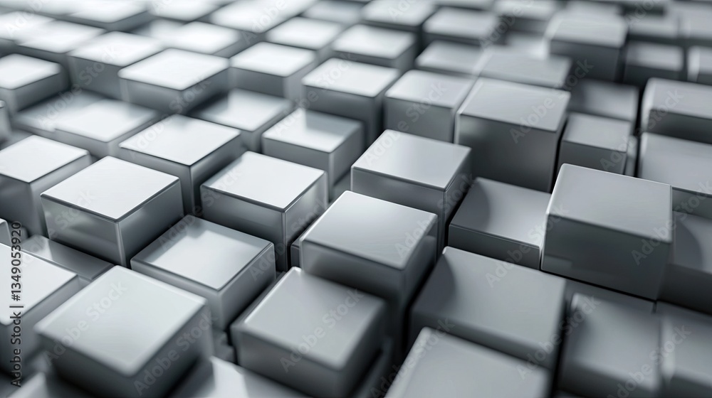 Modern 3D rendering of square-shaped objects arranged in a structured grid pattern with a sleek finish Modern 3D rendering of square-shaped objects arranged in a structured grid pattern with a sleek finish