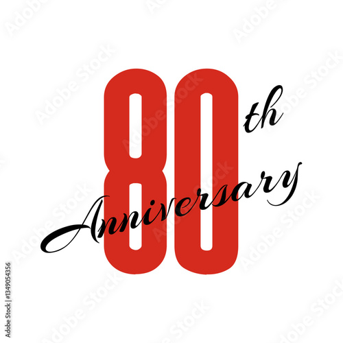 80th anniversary celebration label, eighty years jubilee card vector template, happy birthday sign, event invitation, social media congratulation post template