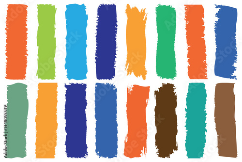 Set of colorful brush strokes, lines, Brush stain or permanent marker pen stroke set. Select the brush lines. Vector illustration of brush stroke,