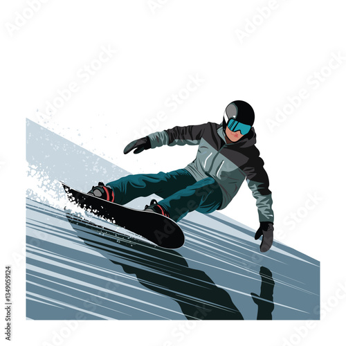 Snowboarding vector art. Enjoying winter adventure illustration