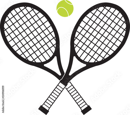 Wallpaper Mural Crossed Tennis Rackets, Tennis Silhouette, Tennis Fan Torontodigital.ca