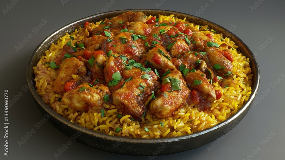 Crispy spicy fried chicken wings garnished with fresh herbs, served over a bed of fluffy couscous with diced vegetables. Crispy spicy fried chicken wings garnished with fresh herbs, served over a bed of fluffy couscous with diced vegetables.