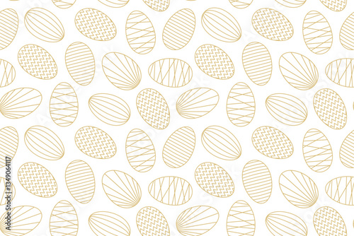 seamless golden pattern with line easter eggs - vector illustration; great for wrapping, greeting cards, social media graphics- vector illustration