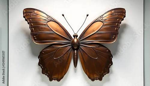 Obraz 3D brown butterfly isolated on white, metal