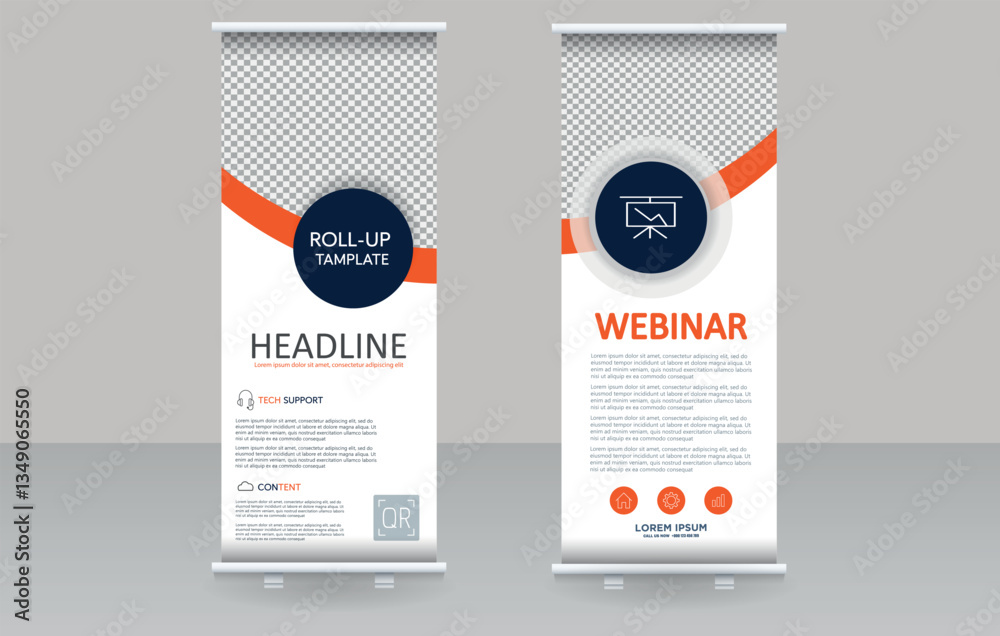 Corporate Roll-Up Banner. Template. Business Webinar Conference Standee Design. Corporate Roll-Up Banner. Template. Business Webinar Conference Standee Design.