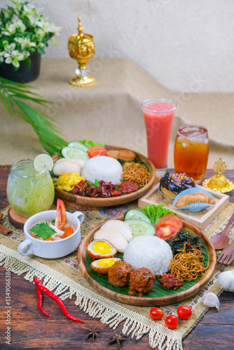 various types of traditional Ramadan and Eid mubarak dishes